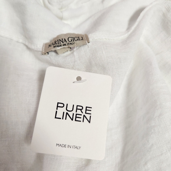 Elegant White Open-Front MARINA GIGLI Linen Cardigan - Picture 12 of 13